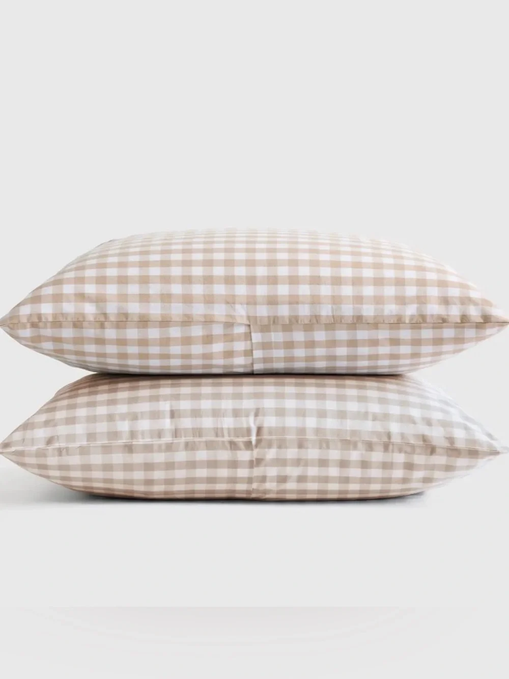 Quince Organic Crisp Percale Cotton King Sham Set of 2 Cafe Gingham